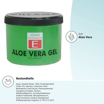 Village 9509-01 Aloe Vera Body Gel kühlend mit Vitamin E, 1er Pack (1 x 500 ml)