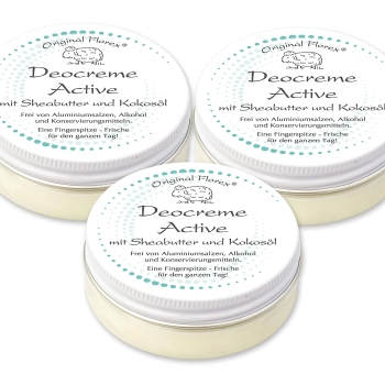 Deocreme 3*40ml, Active, sportlich-frisch, von Florex, frei von Aluminiumsalzen, Konservierungsmitteln und Alkohol