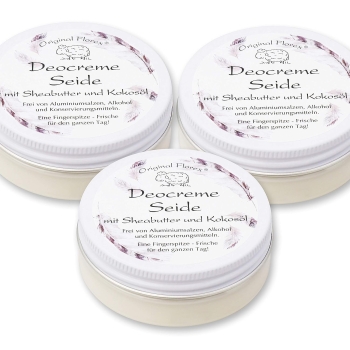 Florex Deocreme 3x40ml, Seide Duft: neutral frisch mit Sheabutter, Kokosöl, Kakaobutter, Mandelöl, Zink