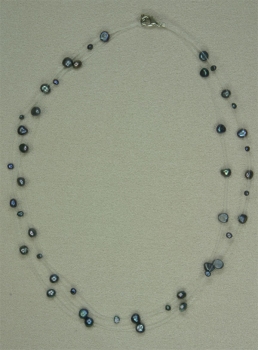 Süsswasser Perlenkette Filigran -Violett Tahiti Black- ca. 45cm Perlen schwebend auf Nylon