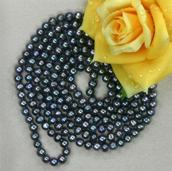 Süswasser Perlenkette Tahiti Black Violett ca 160cm Endlos 7-8mm Endlos K105 NEU