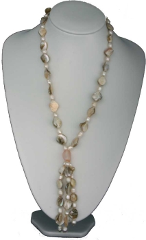Zucht-Perlen mit Perlmutt Assemble Grau mit Rosenquarz Süßwaserperlen