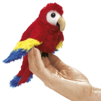 Folkmanis 2723 Fingerpuppe Mini Papagei / Mini Scarlet Macaw, rot