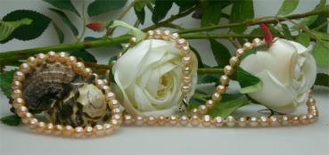 Echtes Zucht-Perlenset Rose 6mm Armband + Kette ca. 45cm Armband Stretch T07