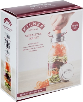 KILNER Create & Make Spiralschneider - für die einfache Herstellung leckere Obst- und Gemüsespiralen / -spaghetti, inklusive Vorratsglas, 1 Liter, 21.3 x 10 x 24.5 cm