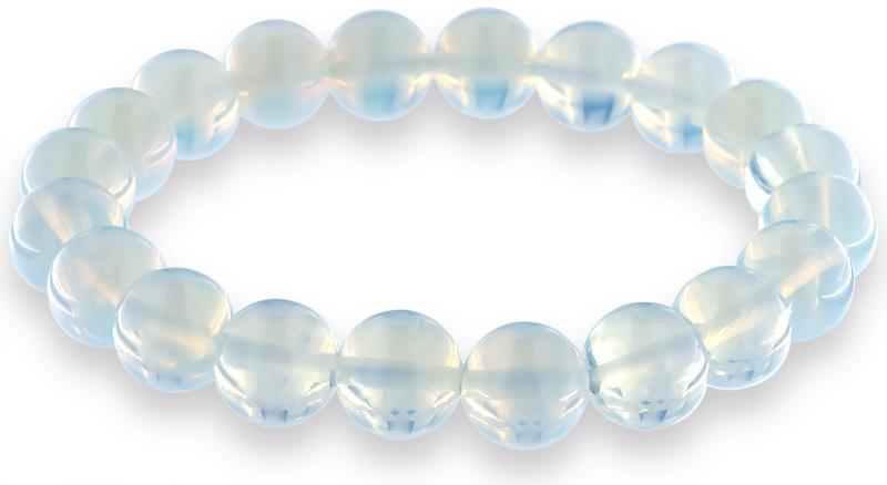 Armband aus Opalit Mondstein in DNA-Form Armschmuck Damen dehnbar zart