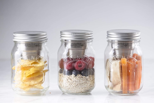 KILNER Snack To-Go-Glas - der ideale 2Go Lunchbecher für unterwegs, clever | stylisch | schadstoffrei | 0,5 Liter