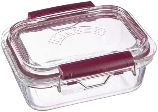 Kilner Frischhaltedose aus Borosilikatglas mit auslaufsicherem Clipverschluss-System, BPA-frei, backofen- und mikrowellenfest, 600 ml, Maße: 17 x 15 x 7,5 cm 0025.829