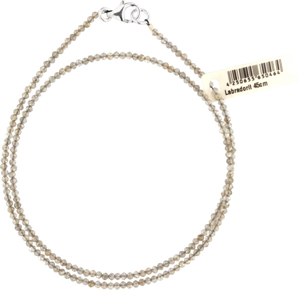 Labradorit Kette 45cm ca. 1-2mm facettiert 925 Silber Verschluß Punziert