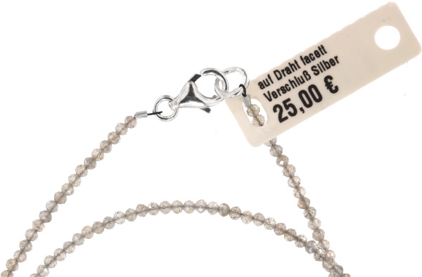 Labradorit Kette 45cm ca. 1-2mm facettiert 925 Silber Verschluß Punziert