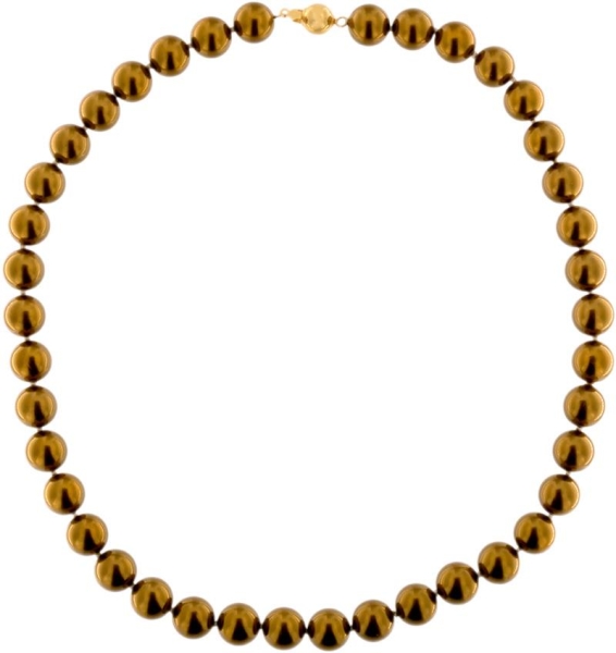 Perlmutt Gold Kette 46cm, ca. 10mm Perlengröße Collier Halskette Mother-of-Pearl MOP03