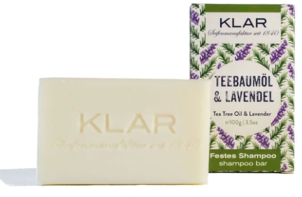 Klar's Festes Shampoo Teebaumöl/Lavendel, 100g (gegen Schuppen), 100gr Vegan hergestellt in Deutschland