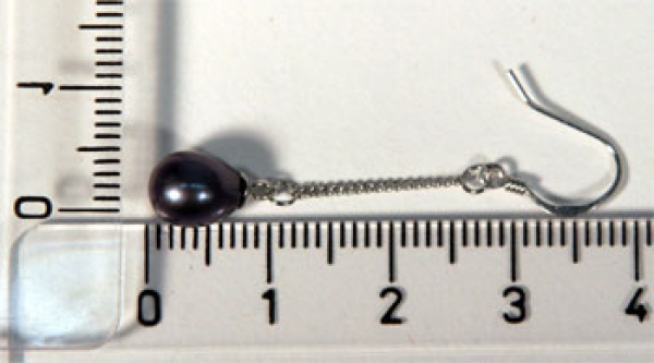 Perlenohrring Paar an 925 SS Silber Bressur  - Thaiti Schwarz-Grau Violett - 6-7mm - gefärbt