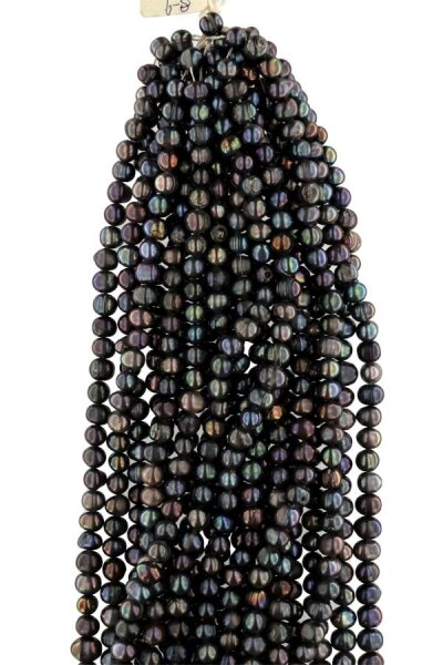 S210 Echter Süßwasser-Perlen-Strang rundliche Perlen 8-9mm 37cm offen Black Violett
