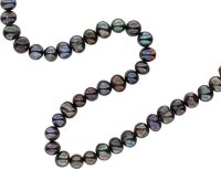 S210 Echter Süßwasser-Perlen-Strang rundliche Perlen 8-9mm 37cm offen Black Violett