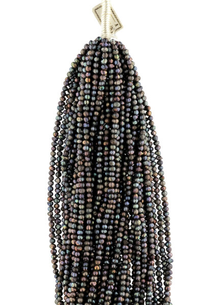 S211 Echter Süßwasser-Perlen-Strang barock 4mm 35cm offen Tahiti Black Violett