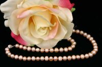 Echte Zucht-Perlenkette Rose 45cm 8mm mit Kugel-Schliesse...