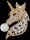 Brosche Einhorn goldfarben mit Perle und vielen weissen Strass Steinen BR037