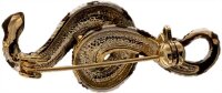 Brosche Schlange goldfarben mit grünen Strass...