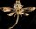 Brosche Libelle goldfarben mit Perle, schwarzen und vielen weissen Strass Steinen BR030