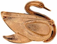 Brosche Schwarzer Schwan roségoldfarben mit vielen...