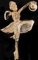 Brosche Tänzerin goldfarben mit Perle und vielen weissen Strass Steinen BR033