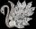 Brosche Schwan silberfarben mit Perle und vielen weissen Strass Steinen BR025