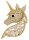Brosche Einhorn goldfarben und mit vielen weissen Strass Steinen BR017