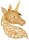 Brosche Einhorn goldfarben und mit vielen weissen Strass Steinen BR017