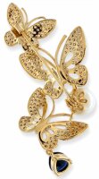 Brosche dreier Schmetterlinge goldfarben mit einer Perle,...