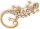 Brosche Gecko goldfarben mit weissen Strass Steinen BR011
