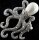 Brosche Oktopus / Krake silberfarben mit einer Perle als Kopf und weissen Strass Steinen BR052