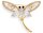 Brosche Libelle goldfarben und mit vielen weissen Strass Steinen BR016