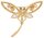 Brosche Libelle goldfarben und mit vielen weissen Strass Steinen BR016