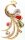 Brosche Pfau golfarben mit verschieden bunten Steinen und Strass BR001