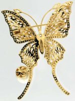 Brosche Schmetterling golfarben mit weissen Strass...