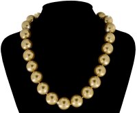 Perlmutt Kette Gold 45cm ca.16mm Collier Halskette...
