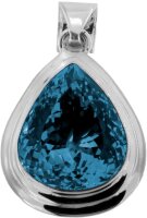 Blautopas Blue Topaz Anhänger in London Blue Sehr Groß 925 Silberfassung gesamt ca. 143 ct Augenrein