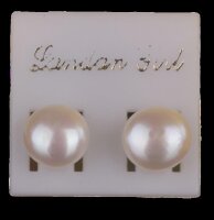 Süsswasserperlen Perlen Ohrstecker O109 ca.9-10mm Weiss NEU
