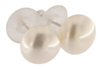 Damen Ohrstecker Ohrringe aus weißen Button-Shape...
