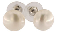 Damen Ohrstecker Ohrringe aus weißen Button-Shape...