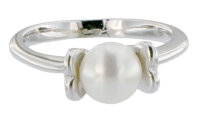 Damen Ring Perlenring 1 Perle ca. 6-7mm weiß,...