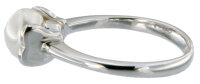 Damen Ring Perlenring 1 Perle ca. 6-7mm weiß, handgearbeitet, versilbert, rhodiniert P225 Größe US 7 Standard 55  GY015