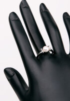 Damen Ring Perlenring 1 Perle ca. 6-7mm weiß, handgearbeitet, versilbert, rhodiniert P225 Größe US 7 Standard 55  GY015