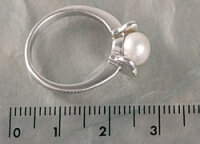 Damen Ring Perlenring 1 Perle ca. 6-7mm weiß, handgearbeitet, versilbert, rhodiniert P225 Größe US 7 Standard 55  GY015