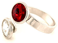 Silber Ring mit 2 Swarovski aCrystal (1*Siam/1*Crystal...