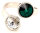 Silber Ring mit 2 Swarovski Crystal 1*Emerald (Smaragd) grün 1*Crystal Clear 925 Silberfassung größe änderbar gesamt ca. 3,4 Gramm 17 ct handgearbeitet, rhodiniert, handgemacht in Italien AT0578REC