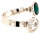 Silber Ring mit 2 Swarovski Crystal 1*Emerald (Smaragd) grün 1*Crystal Clear 925 Silberfassung größe änderbar gesamt ca. 3,4 Gramm 17 ct handgearbeitet, rhodiniert, handgemacht in Italien AT0578REC