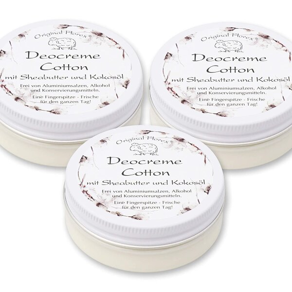 Deocreme Cotton 3x40ml Florex mit biologischer Schafmilch ohne Aluminiumsalze Alkohol Konservierungsstoffe B1628CO