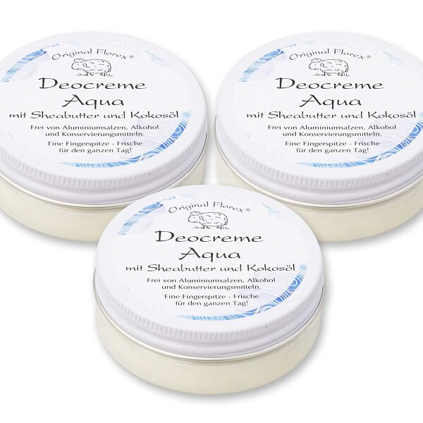 Florex Deocreme 3x40ml, Aqua mit biologischer Schafmilch ohne Aluminiumsalze Alkohol Konservierungsstoffe